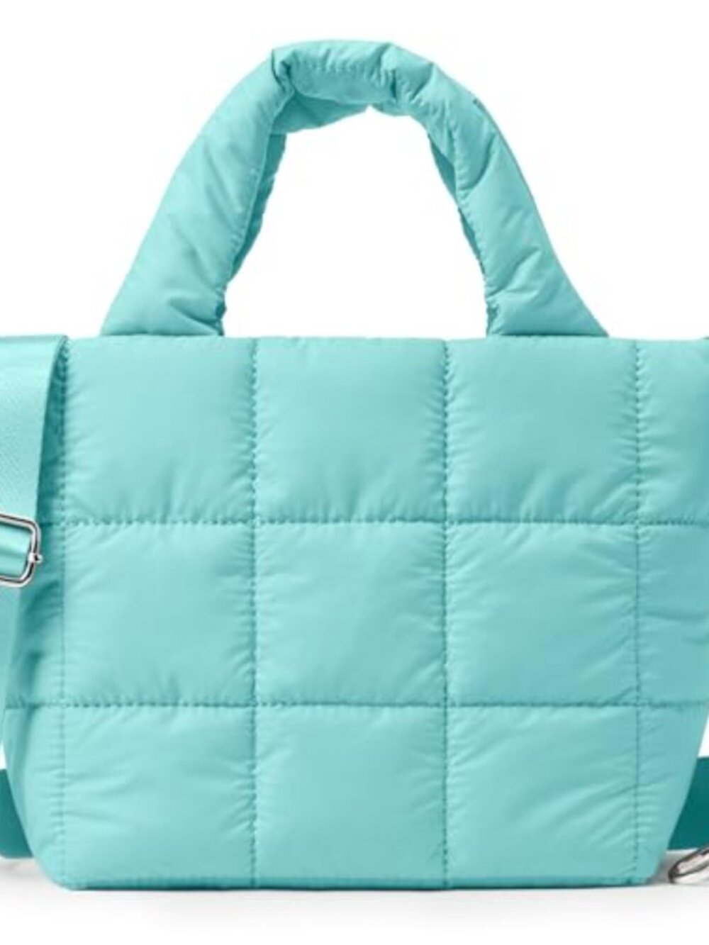 Quilted Nylon Puffer Tote Bag Small Lightweight Crossbody Shoulder Handbag